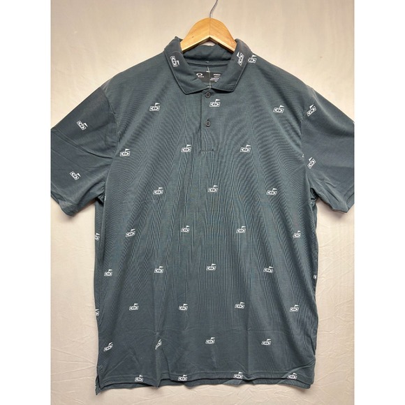 Oakley Golf Flag Polo Shirt Men's Dark Slate Moisture Wicking Performance XL NWT - Picture 3 of 9